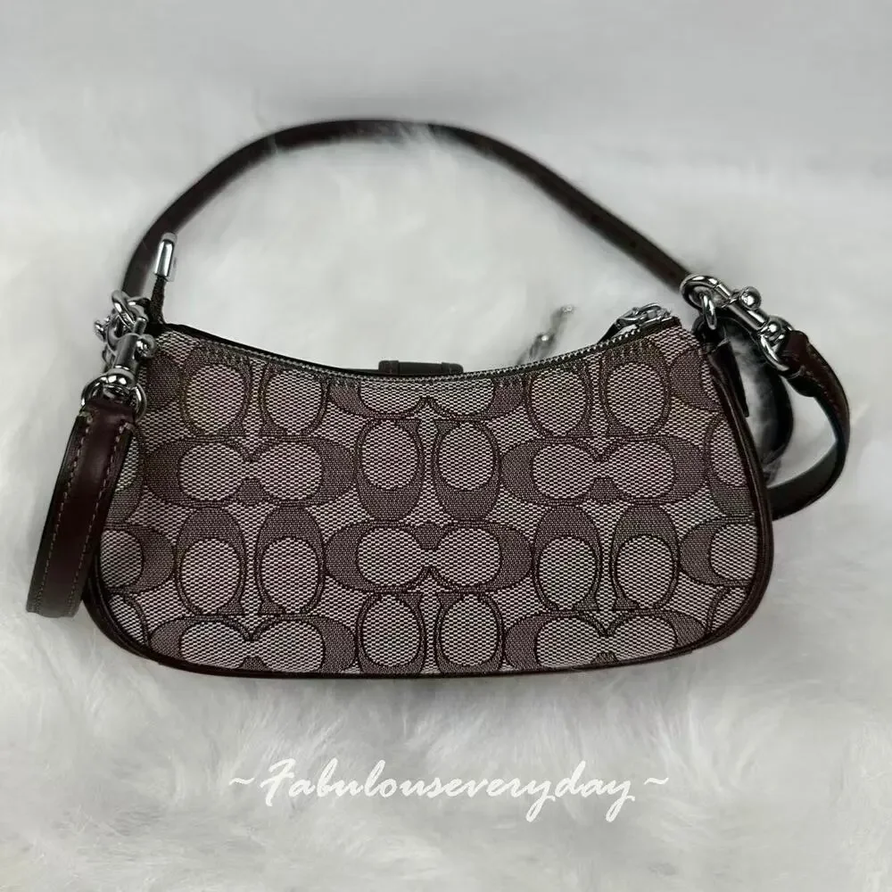 Coach Ashton Mini Shoulder Bag In Signature Jacquard/Silver/Oak/Maple CDB18 NWT